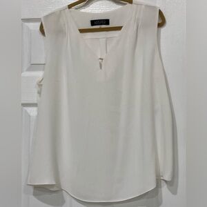 Kasper Cream V-Neck Sleeveless Shell Top